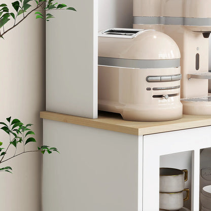 Kitchen Buffet with Hutch, 3 Cabinets, 2 Shelves, White Kitchen Pantry Cabinets at Gallery Canada