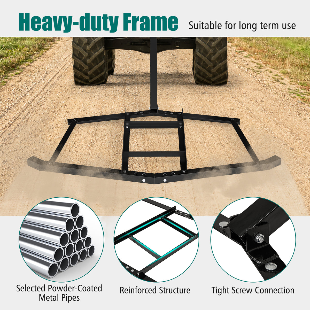 74" Wide Driveway Drag Tow Behind Leveling Rake, Black Lawn Care Tools at Gallery Canada