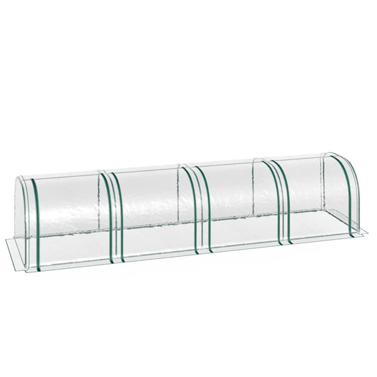 13' x 3' x 2.5' Mini Tunnel Greenhouse, 4 Zipped Doors, Clear Mini Greenhouses Dark Green, Clear at Gallery Canada