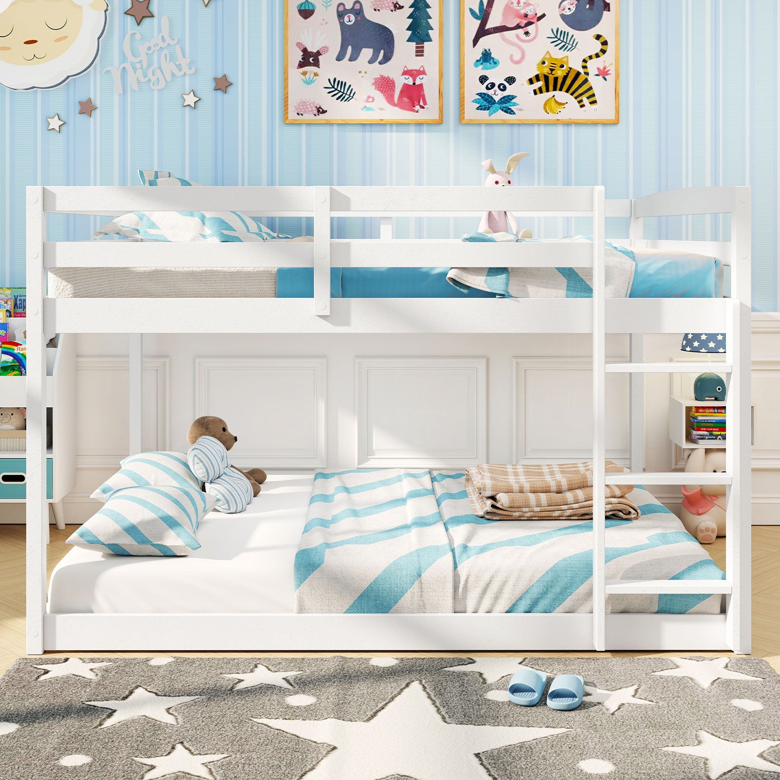 Full Over Full Bunk Bed, Low To Ground, White Bunk Bed Frame at Gallery Canada