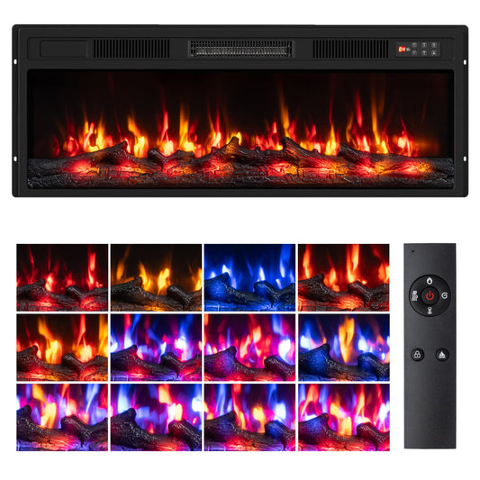 750/1500W Electric Fireplace Insert, Remote Control, 36" Fireplaces Options at Gallery Canada