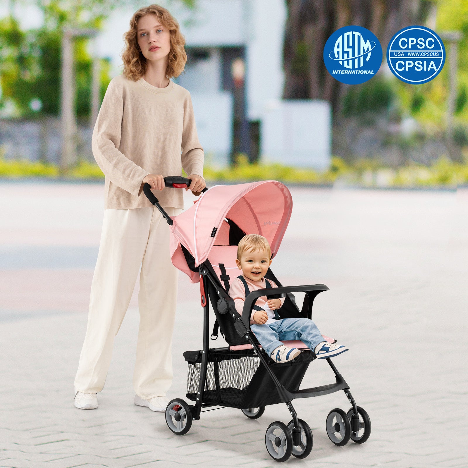 Toddler Travel Stroller, Airplane Canopy, Adjustable Backrest, Pink Baby Strollers at Gallery Canada