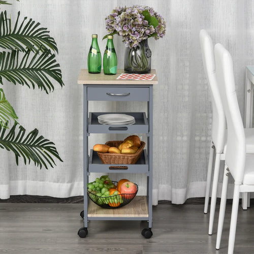 Kitchen Island Rolling Cart with Drawer, Grey