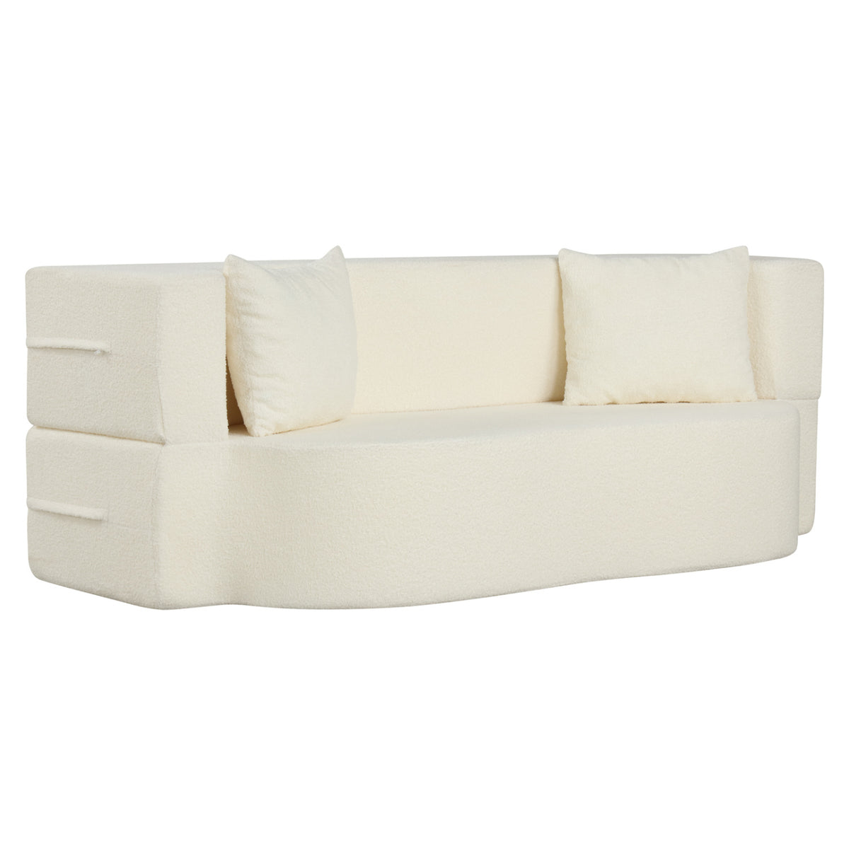 75.5 Inch Folding Sofa Bed, 2-in-1 Convertible Teddy Fleece Loveseat, Beige Sofas & Loveseats at Gallery Canada