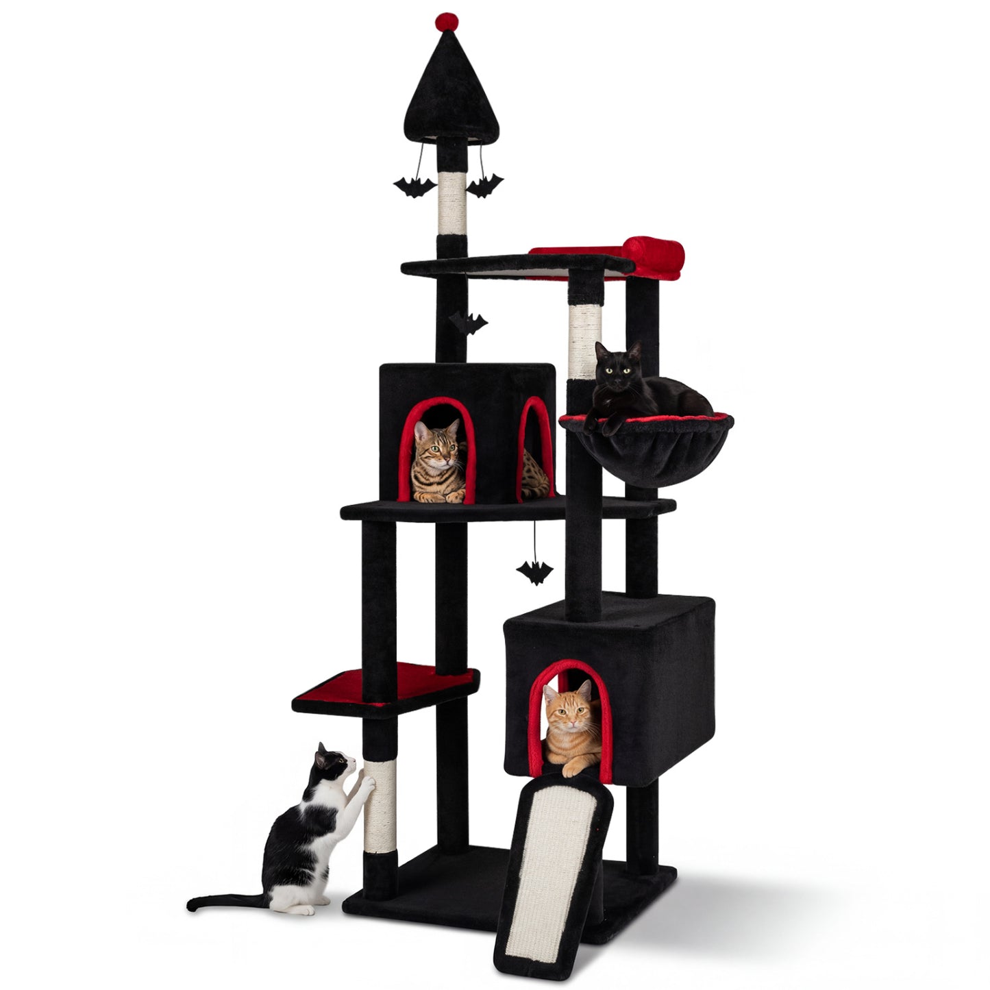 75 Inch Cat Tree, 2 Condos, Top Perch, Large Cats 20+ LBS, Black Cat Trees Condos & Scratchers at Gallery Canada
