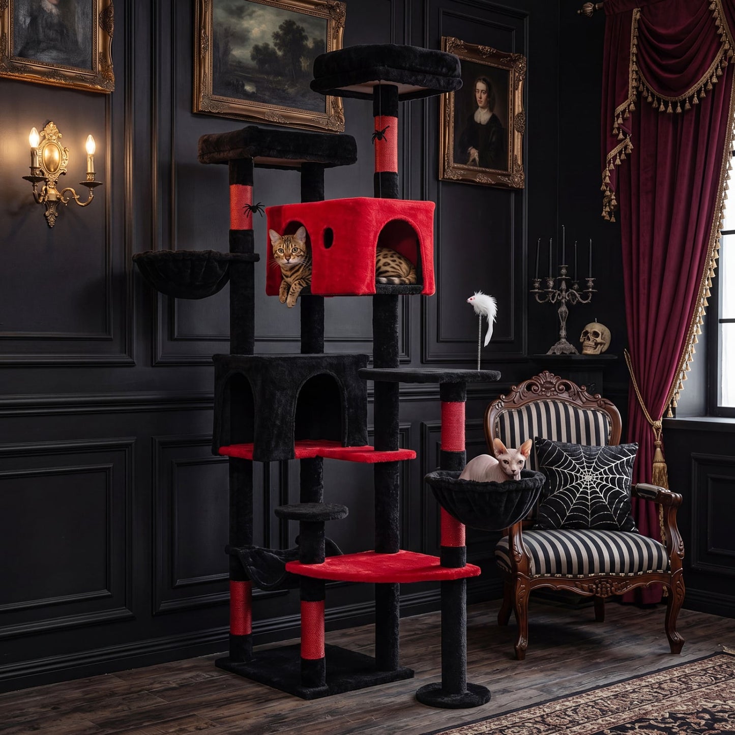 75-Inch Gothic Cat Tree with 2 Plush Perches Cat Trees Condos & Scratchers at Gallery Canada