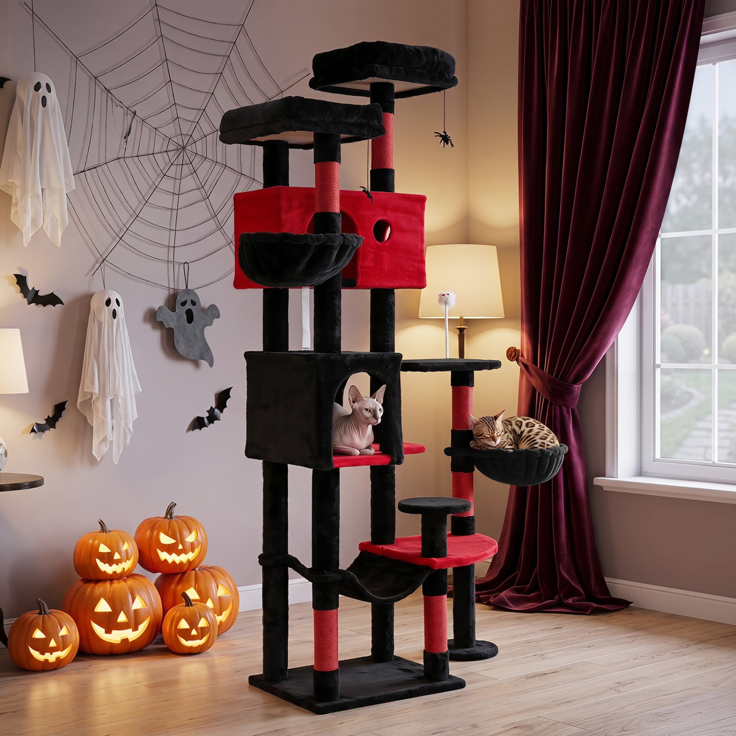 75-Inch Gothic Cat Tree with 2 Plush Perches Cat Trees Condos & Scratchers at Gallery Canada