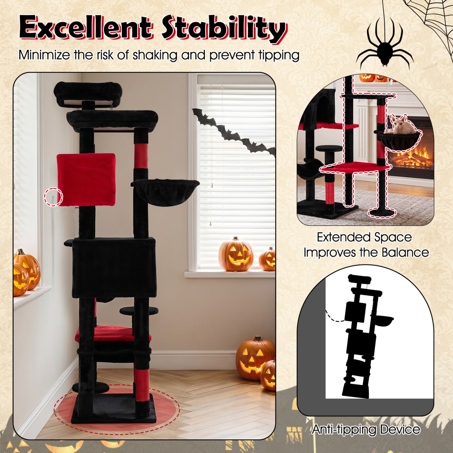 75-Inch Gothic Cat Tree with 2 Plush Perches Cat Trees Condos & Scratchers at Gallery Canada