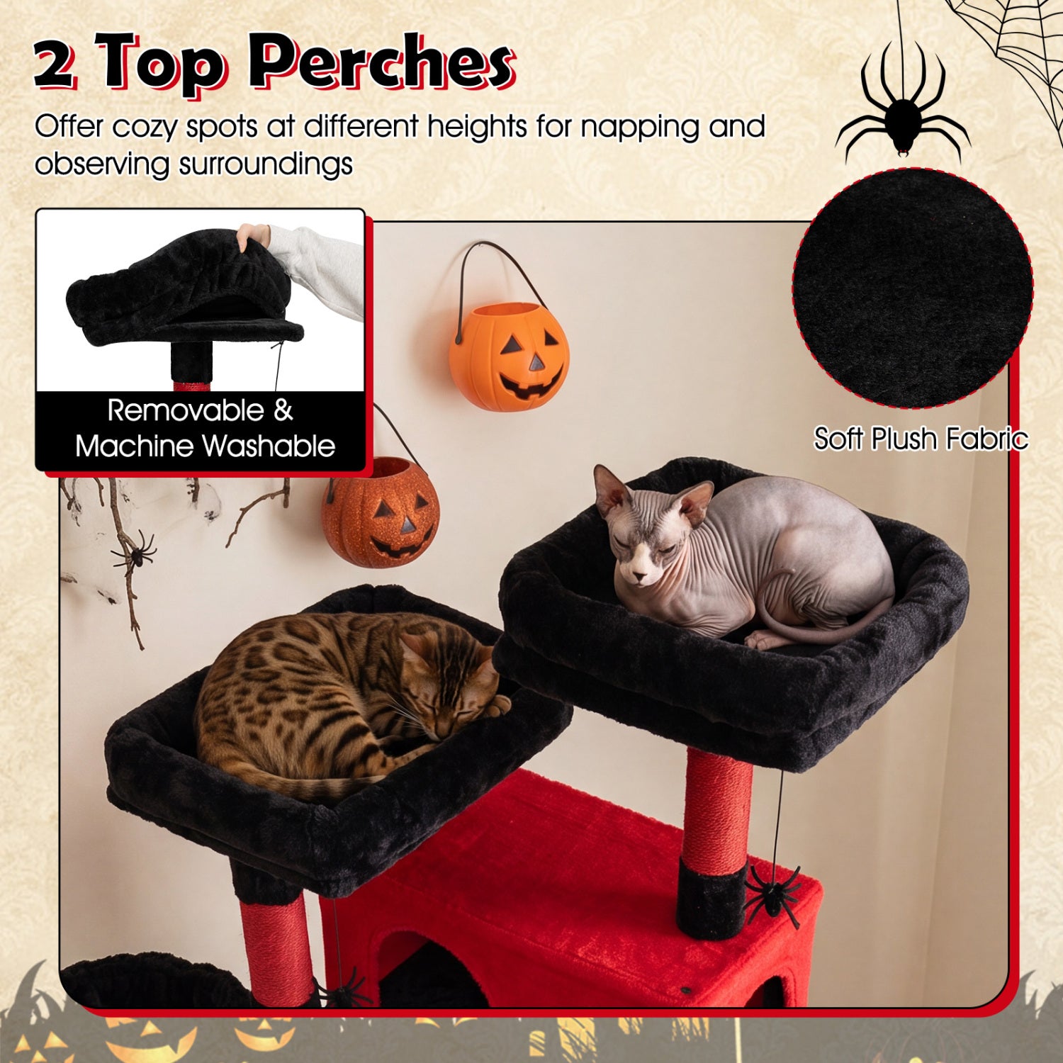 75-Inch Gothic Cat Tree with 2 Plush Perches Cat Trees Condos & Scratchers at Gallery Canada