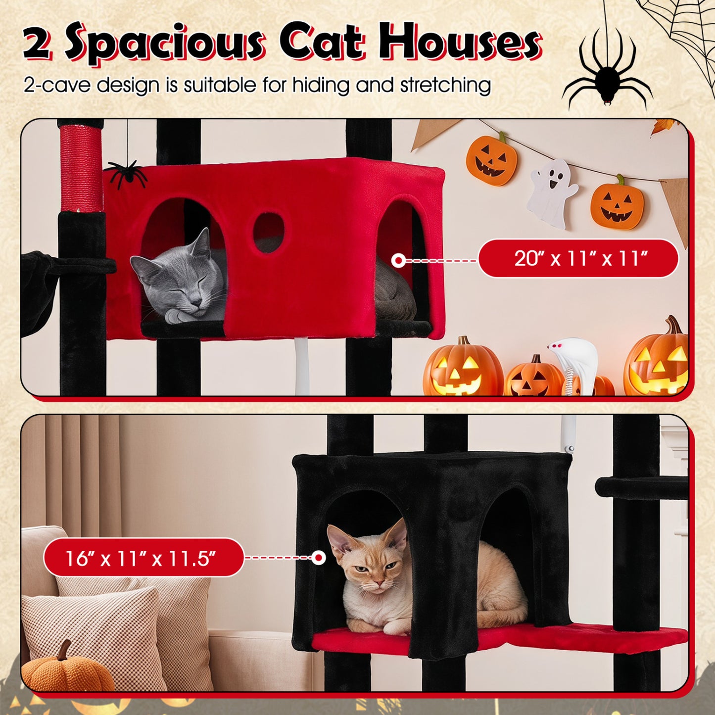 75-Inch Gothic Cat Tree with 2 Plush Perches Cat Trees Condos & Scratchers at Gallery Canada