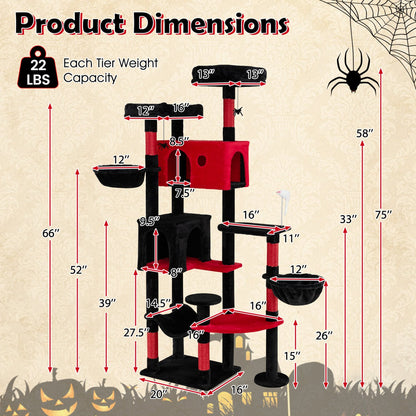 75-Inch Gothic Cat Tree with 2 Plush Perches Cat Trees Condos & Scratchers at Gallery Canada