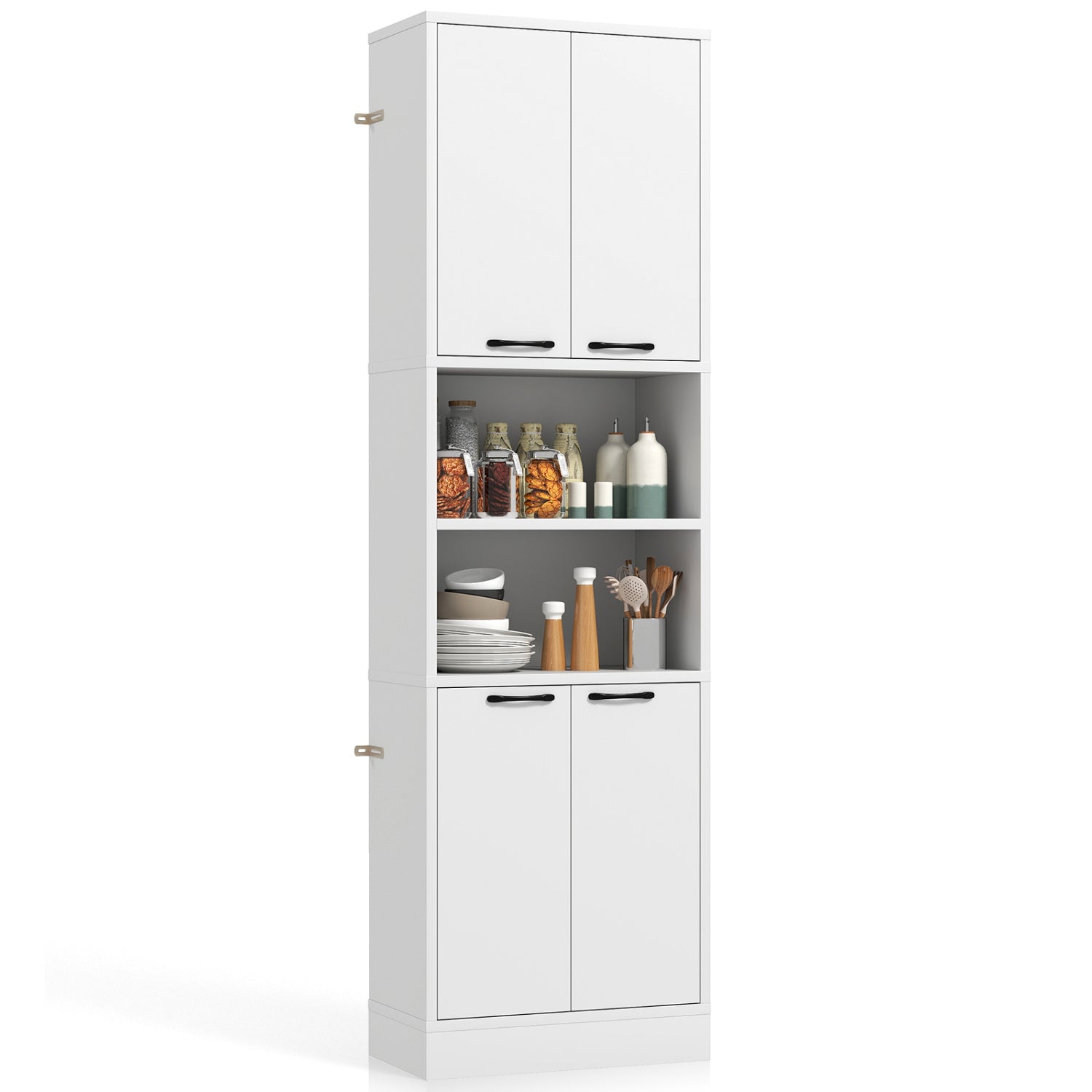 75 Inch Kitchen Pantry Cabinet, With Doors And Shelves, White Sideboards Cabinets & Buffets White at Gallery Canada