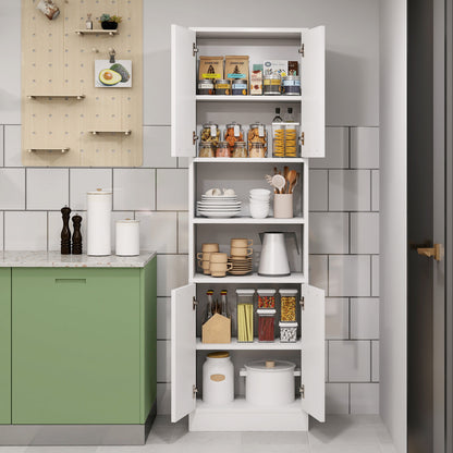 75 Inch Kitchen Pantry Cabinet, With Doors And Shelves, White Sideboards Cabinets & Buffets at Gallery Canada
