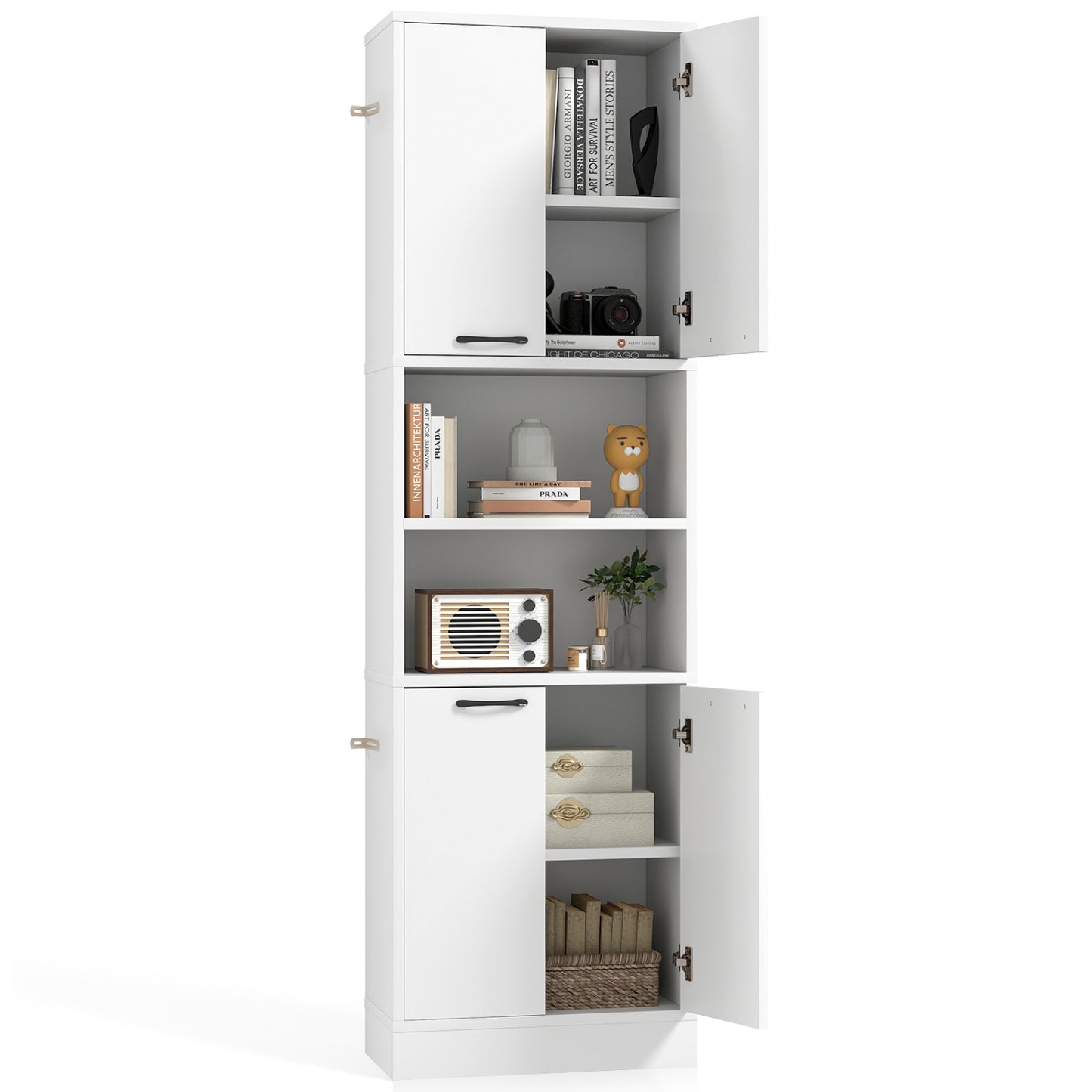75 Inch Kitchen Pantry Cabinet, With Doors And Shelves, White Sideboards Cabinets & Buffets at Gallery Canada
