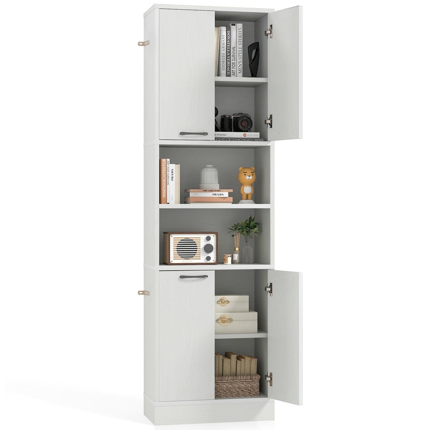 75 Inch Kitchen Pantry Cabinet, Oak, White Sideboards Cabinets & Buffets at Gallery Canada