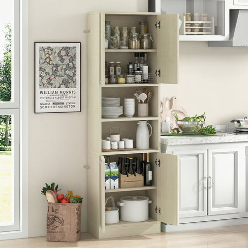 75 Inch Tall Kitchen Pantry Cabinet, Beige
