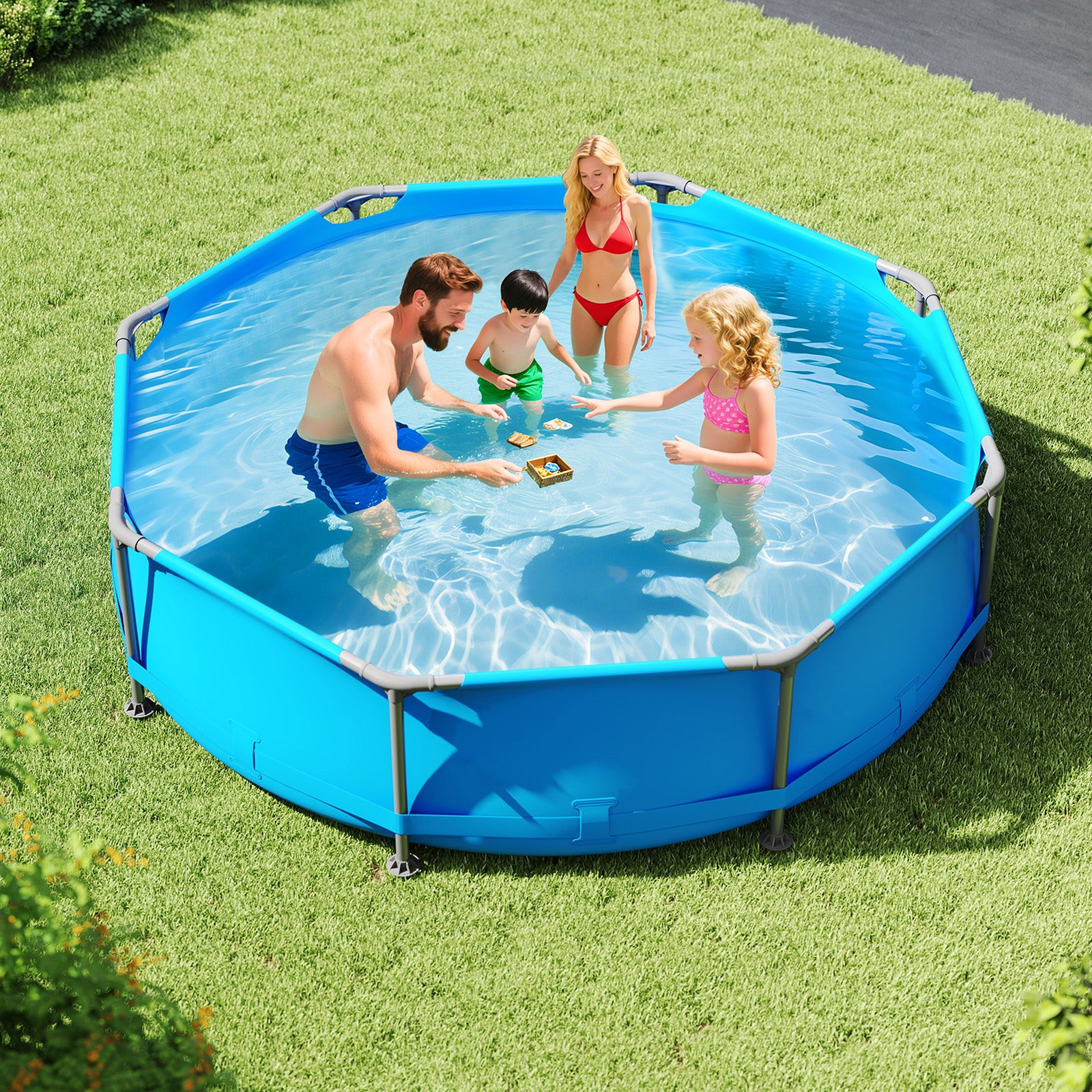 Metal Frame Outdoor Family Swimming Pool, 10 x 10 ft, Blue Swimming Pools at Gallery Canada