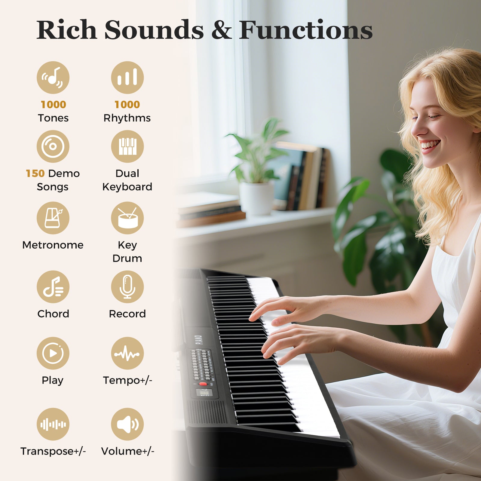 88 Key Foldable Portable Semi Weighted Electric Piano, Black Pianos & Keyboards at Gallery Canada