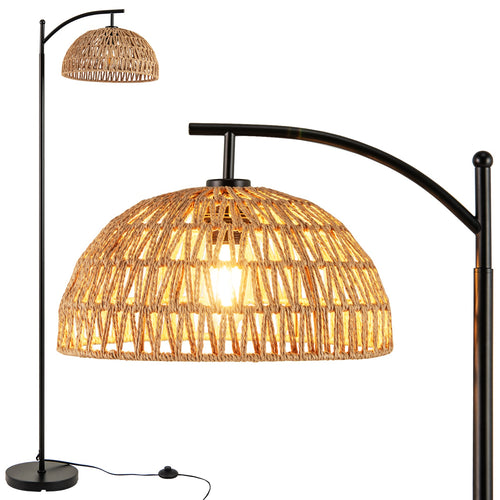 Arc Floor Lamp, 63 Inches Tall, Hanging Lampshade, Black