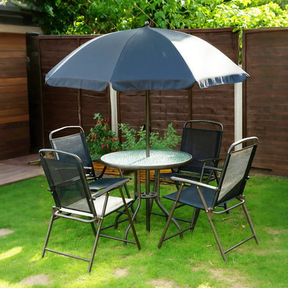 6-Piece Outdoor Dining Set, Round Table, 4 Folding Chairs, Black Outdoor Dining Sets at Gallery Canada