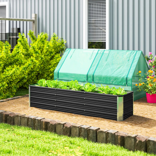 6' x 1.5' x 1.3' Galvanized Raised Garden Bed, Elevated Metal Planter Box, Dark Grey