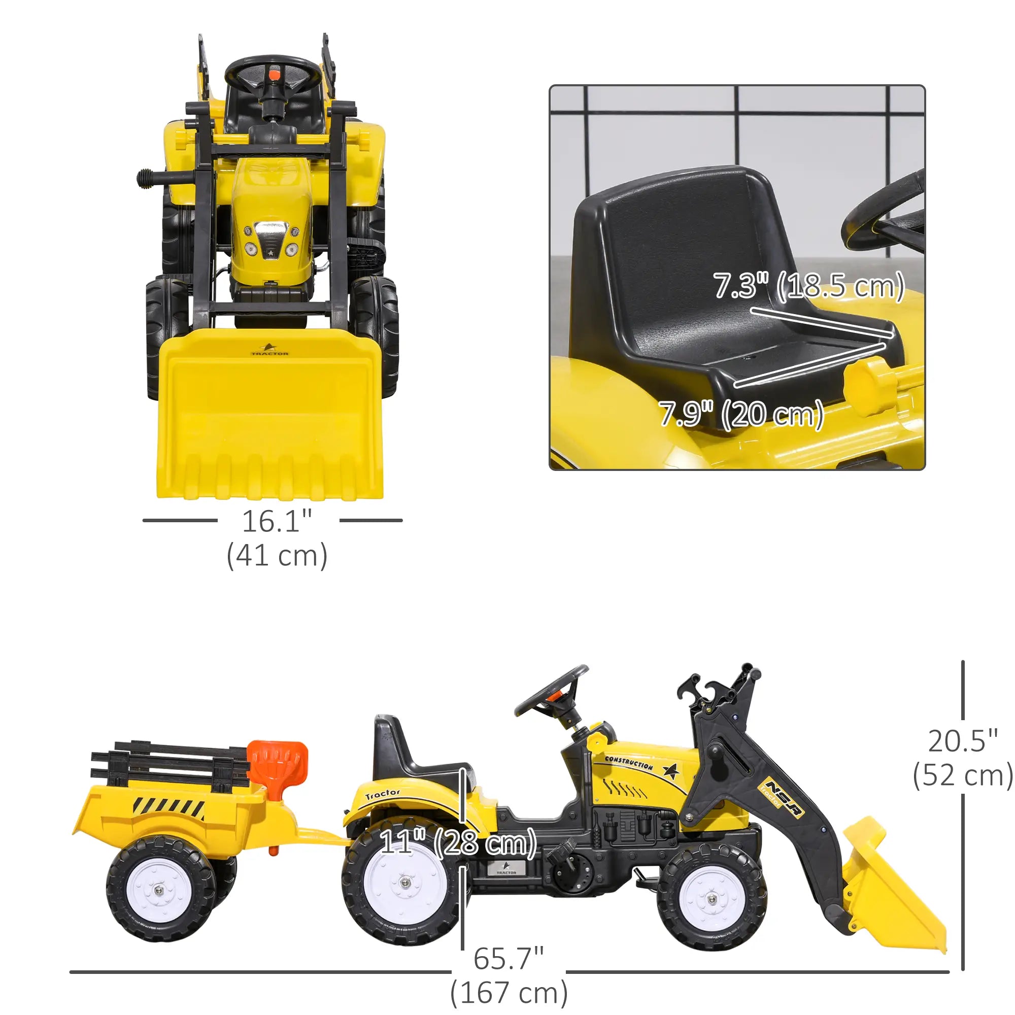 Front Loader Excavator Ride On Toy, 6 Wheels, Controllable Bucket, Yellow Toy Excavators at Gallery Canada