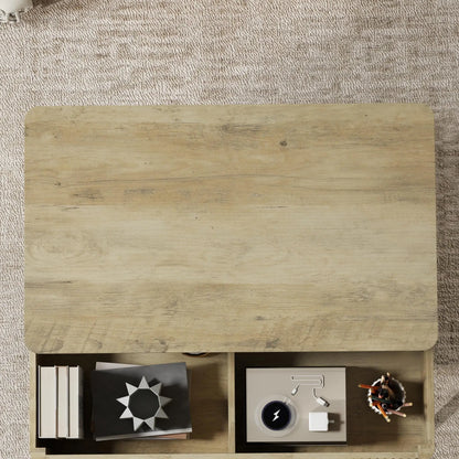 Lift Top Coffee Table with Storage, Hidden Compartments, Pine Wood Legs, Oak Coffee Tables at Gallery Canada