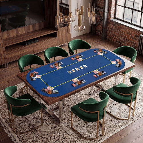 79x36 In 8-Player Foldable Poker Table Top, Blue