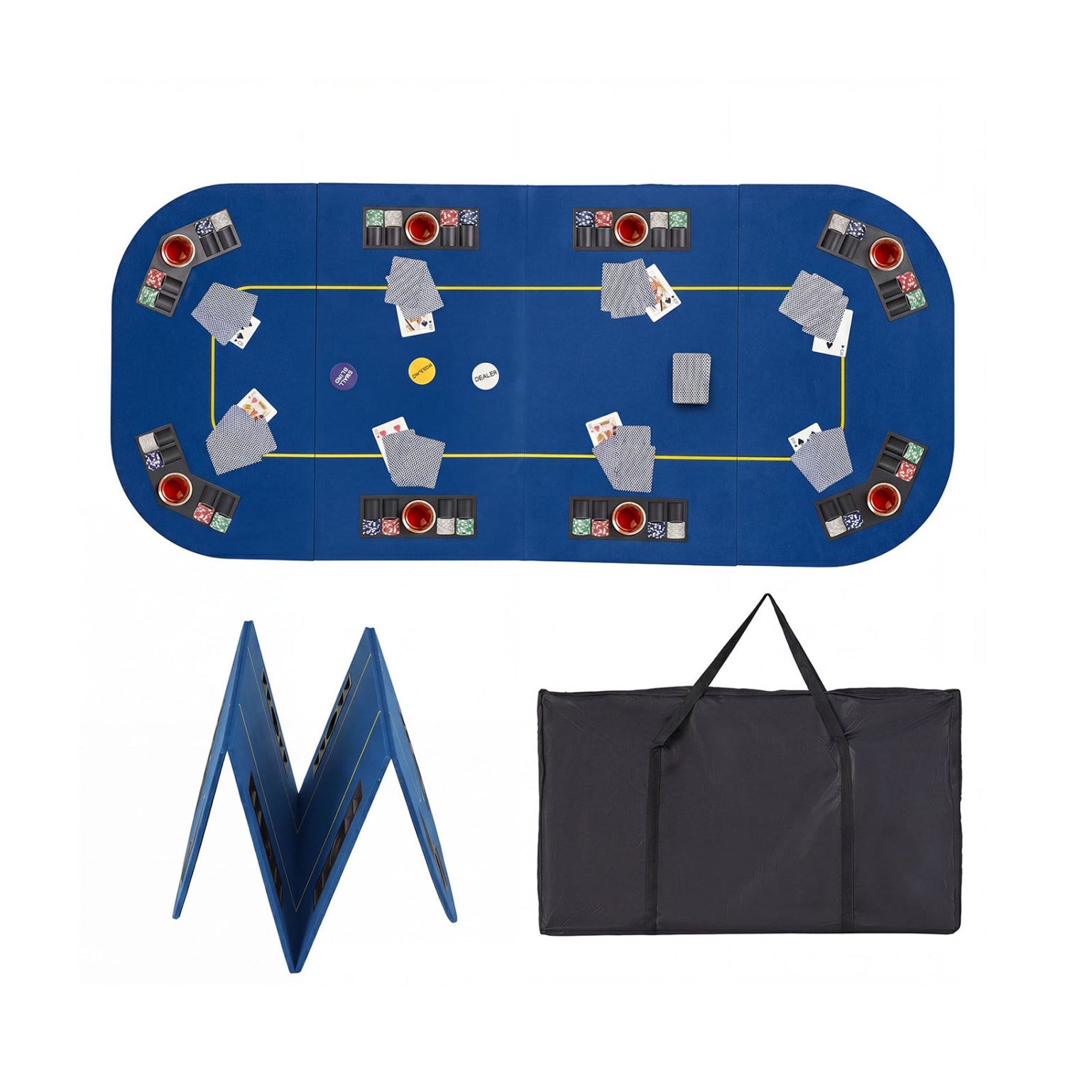 79x36 In 8-Player Foldable Poker Table Top, Blue Game Room Blue at Gallery Canada