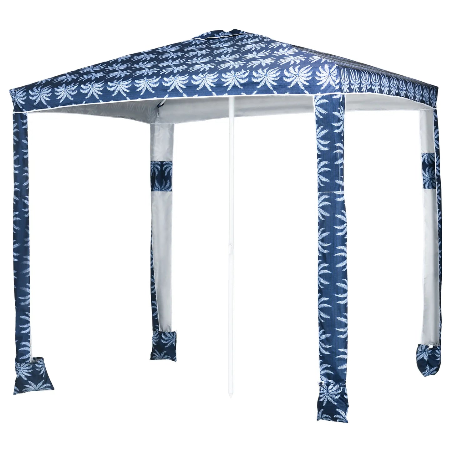 6.5' Beach Umbrella, UV50+ Sun Shade with Sandbags, Dark Blue Beach Umbrellas Dark Blue Coconut Palm at Gallery Canada