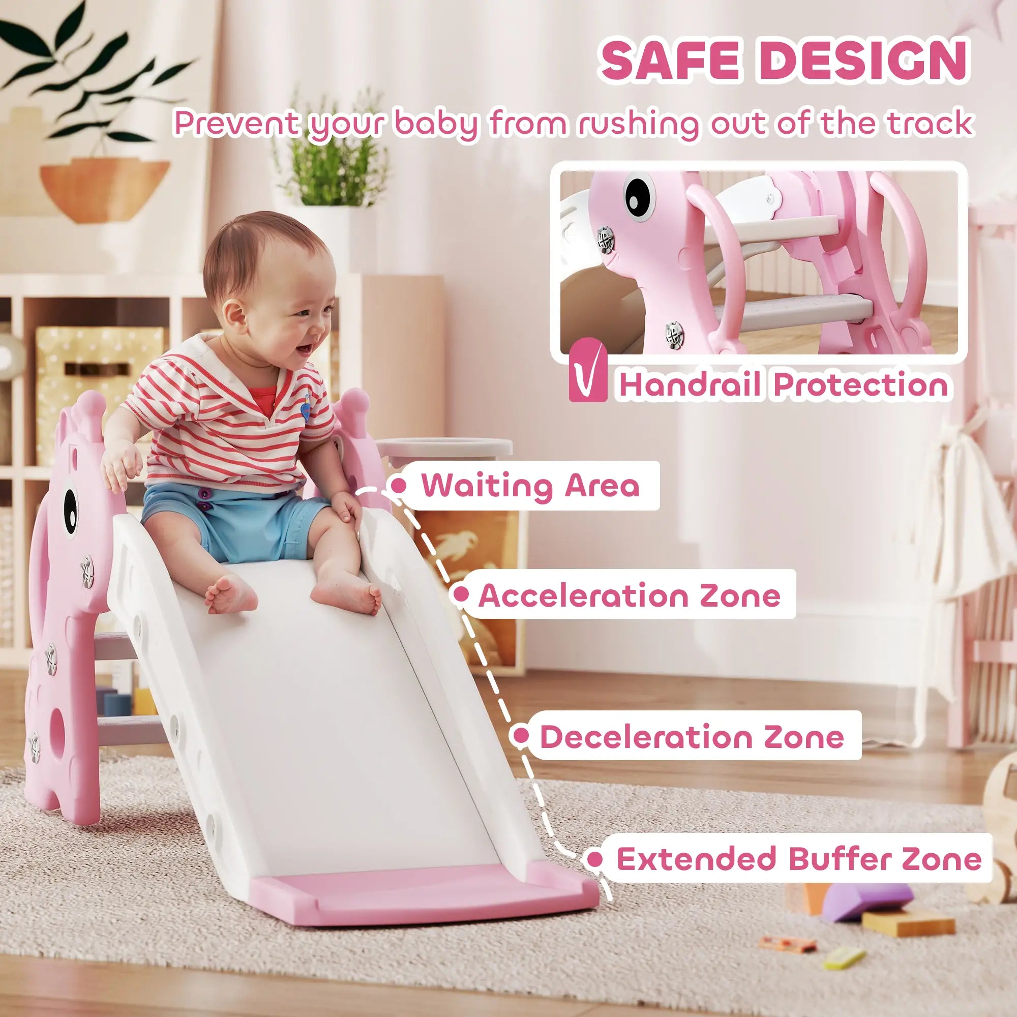 3 in 1 Toddler Slide, Climber, Basketball Hoop, Giraffe Design, Pink Gym Sets & Swings at Gallery Canada