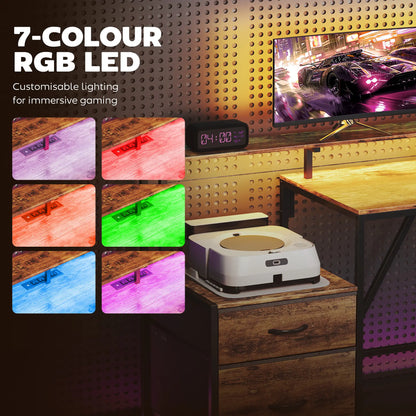 76" Gaming Desk, RGB Lights, USB Ports, Monitor Stand, Rustic Brown Gaming Desks at Gallery Canada