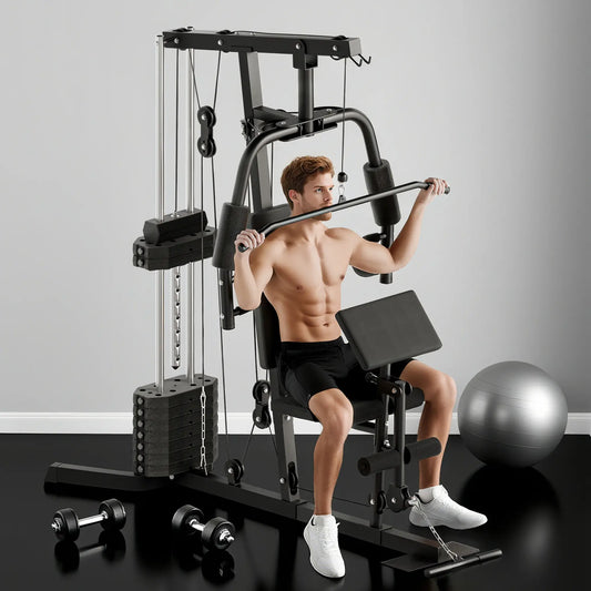 Multi-Exercise Home Gym, 99lbs Weight Stack, Full Body Workout Power Towers Black at Gallery Canada