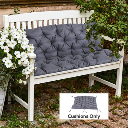 2 Seater Garden Bench Cushion, Thick Outdoor Non-Slip, 52" x 43" x 4", Dark Grey Patio Chair Cushions at Gallery Canada