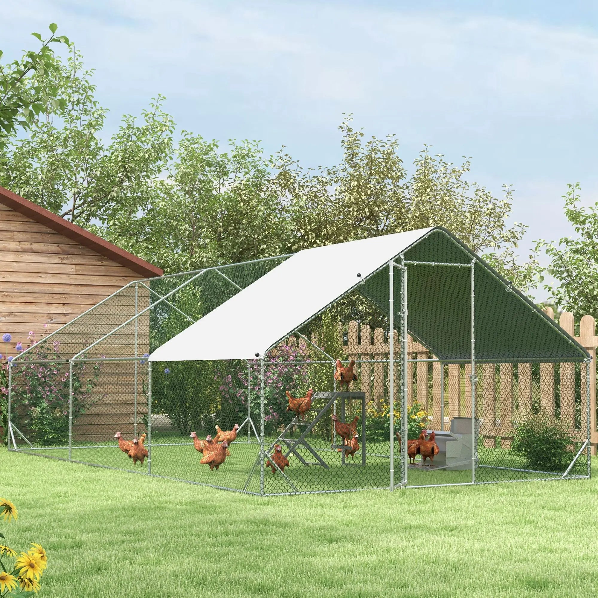 9.8' x 19.7' x 6.6' Chicken Coop, Outdoor Hen House With Cover Chicken Coops at Gallery Canada
