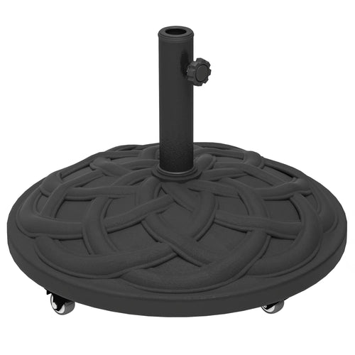 Round Patio Umbrella Base With Wheels, 44 Lbs Resin Stand, 1.3
