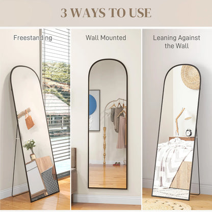Arched Standing Mirror, 64" x 20", Full Length, Wall Mount, Black Full Length Mirrors at Gallery Canada