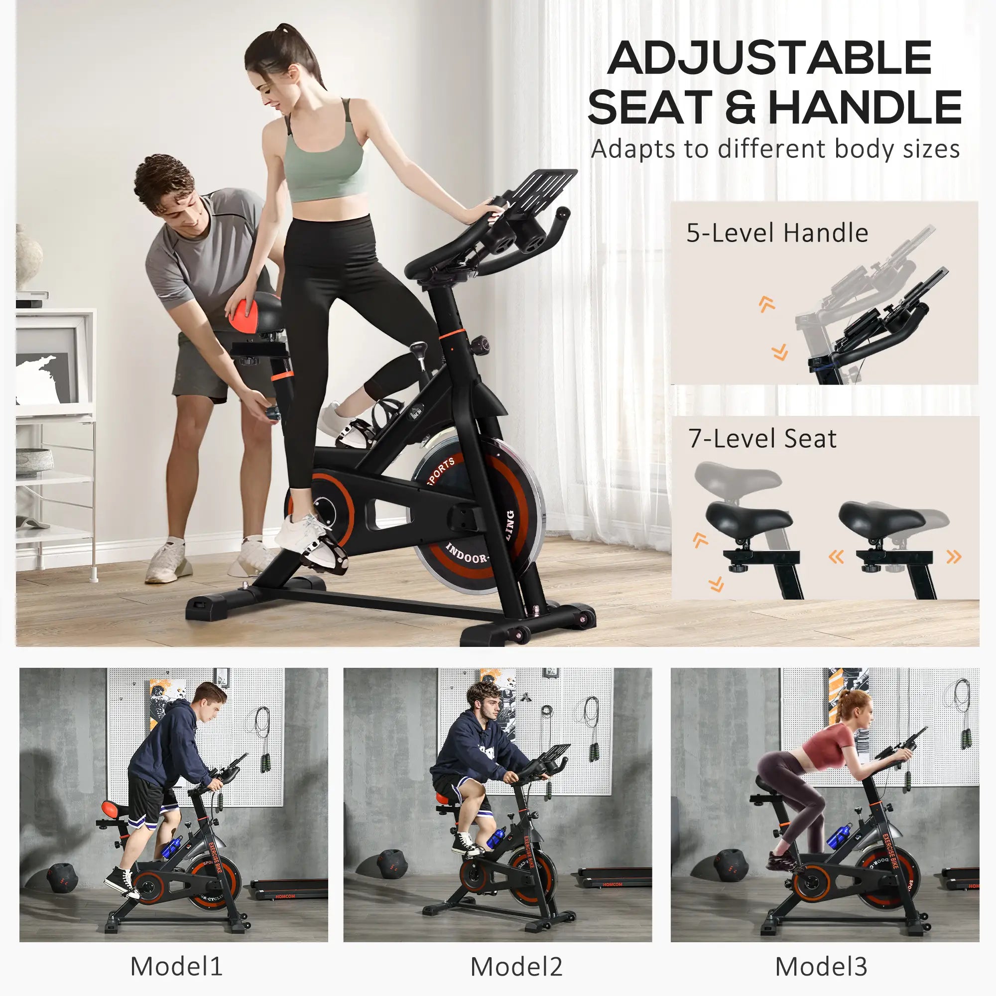 Adjustable Upright Exercise Bike, LCD Display, Indoor Cycling, Adjustable Resistance, Red Exercise & Stationary Bikes at Gallery Canada