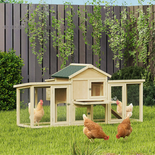 Wooden Chicken Coop, Large Rabbit Hutch, Nesting Box, Run, Ramp, Drawer Chicken Coops Natural at Gallery Canada