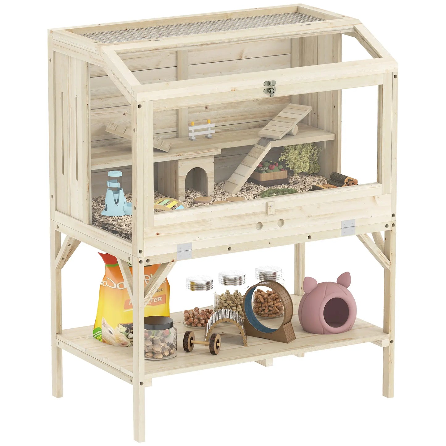 Wooden Hamster Cage, Openable Top, Water Bottle, Transparent Panels, Transparent Hamster Cages at Gallery Canada