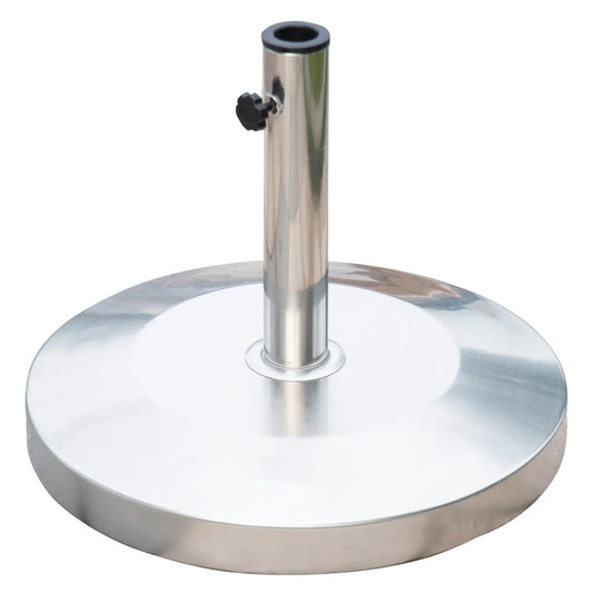 19" Round Patio Umbrella Stand, Stainless Steel Base, Silver Umbrella Bases Silver at Gallery Canada