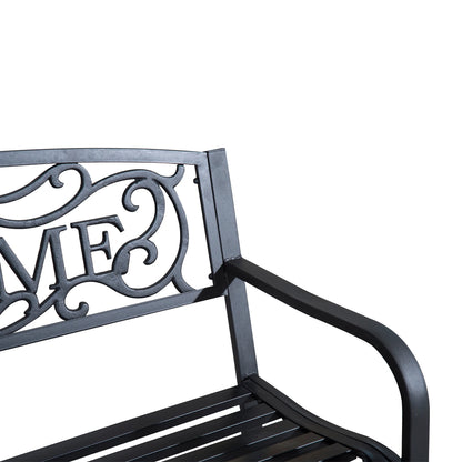 50" 2-Seater Garden Bench Patio Chair, Outdoor Furniture, Black Outdoor Benches at Gallery Canada