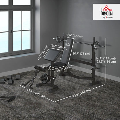 Adjustable Olympic Weight Bench, Squat Rack, Leg Extension, Grey Weight Benches at Gallery Canada