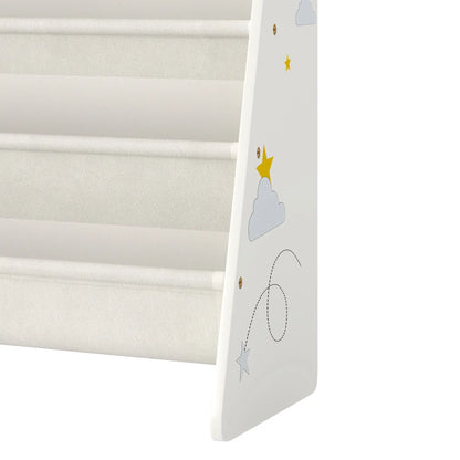 Fabric Kids Bookshelf, 4-Tier Toddler Sling Book Rack, White Baby & Kids Storage at Gallery Canada