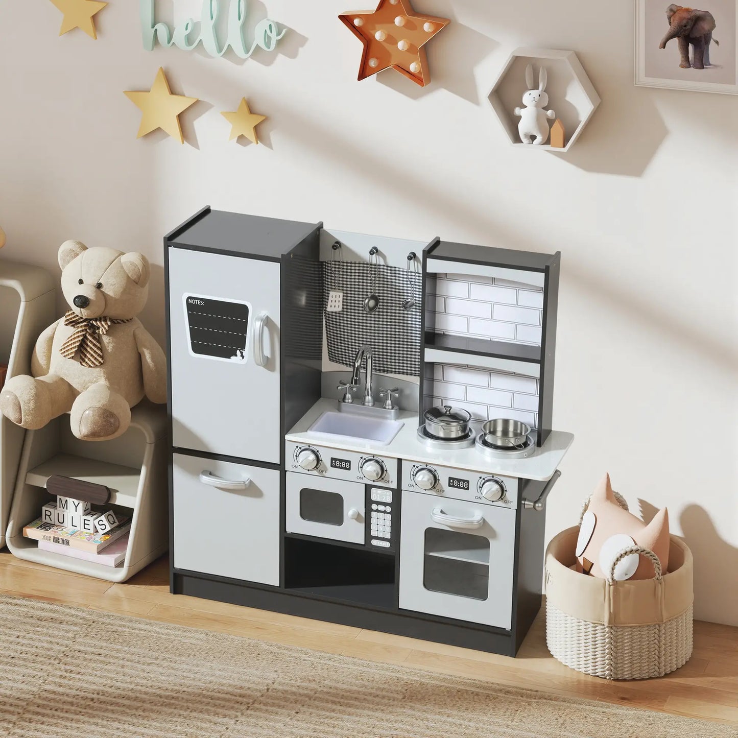 Kids Play Kitchen, Pretend Playset with Sound, Ages 3-8, Dark Brown Play Kitchen at Gallery Canada