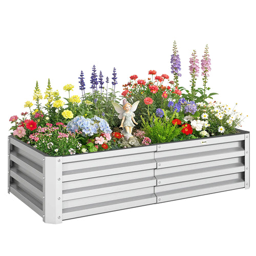 Galvanized Raised Garden Bed, Outdoor Planter Box, 4' x 2' x 1', Silver