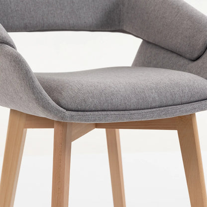 Linen Fabric Dining Chairs Set of 2, Light Grey Dining Chairs at Gallery Canada