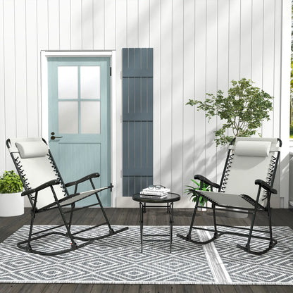 2pc Foldable Rocking Chair Set, Breathable Mesh Seat, Cream Outdoor Rocking Chairs at Gallery Canada