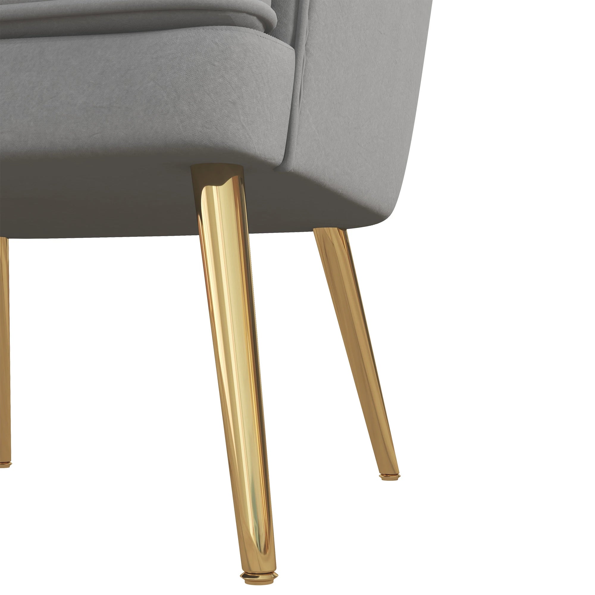 Modern Fabric Armchair, Gold Metal Legs, Living Room, Bedroom, Grey Accent Chairs at Gallery Canada
