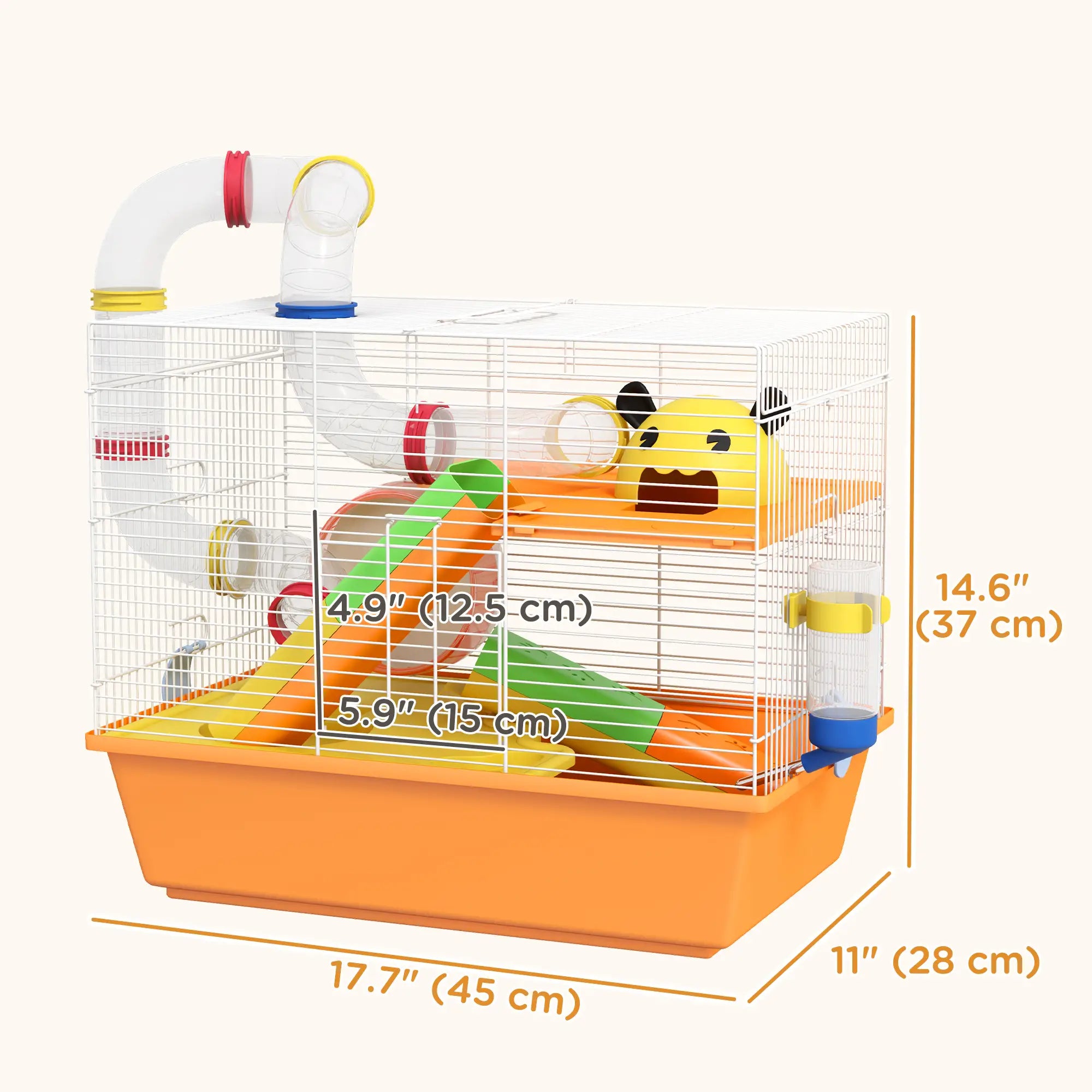 3 Tier Hamster Cage, Tunnels, Water Bottle, Exercise Wheel, 18